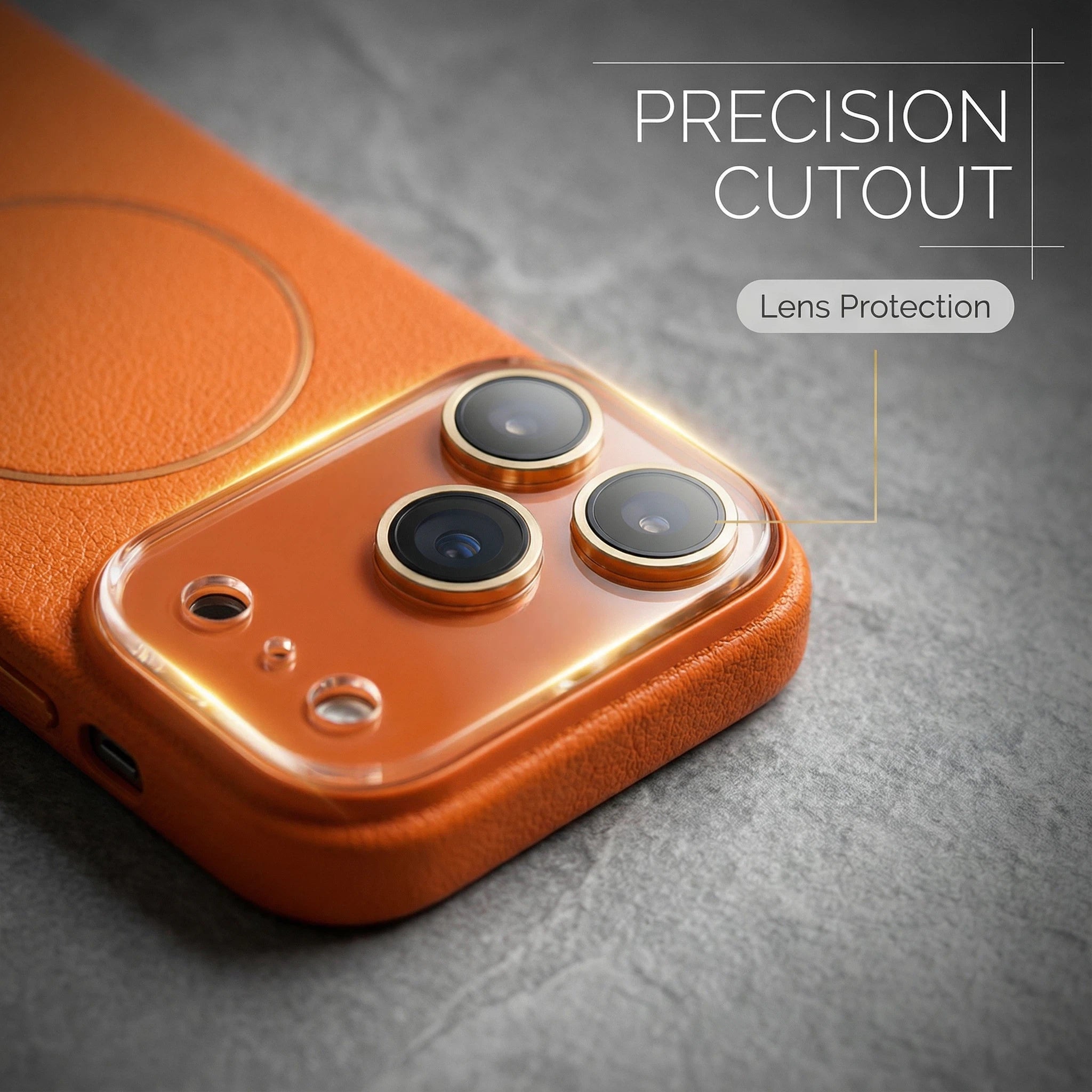 Lens-covering Vegan Leather Phone Case for iPhone