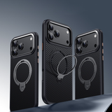 Carbon Fiber Texture 360° MagSafe Stand Case for iPhone