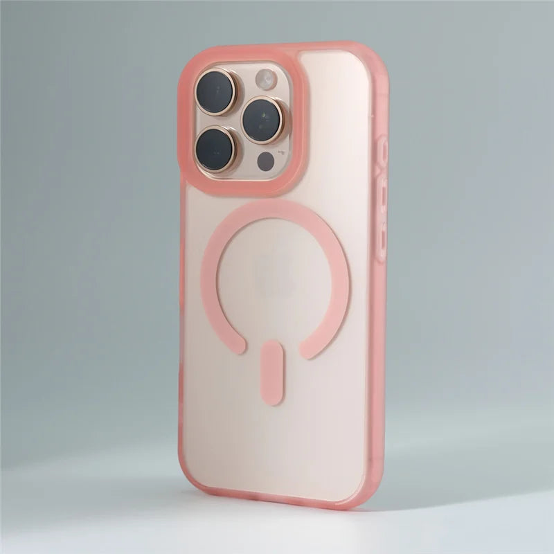 Translucent Matte Anti-fall Wireless Charge Magsafe Cases For iPhone