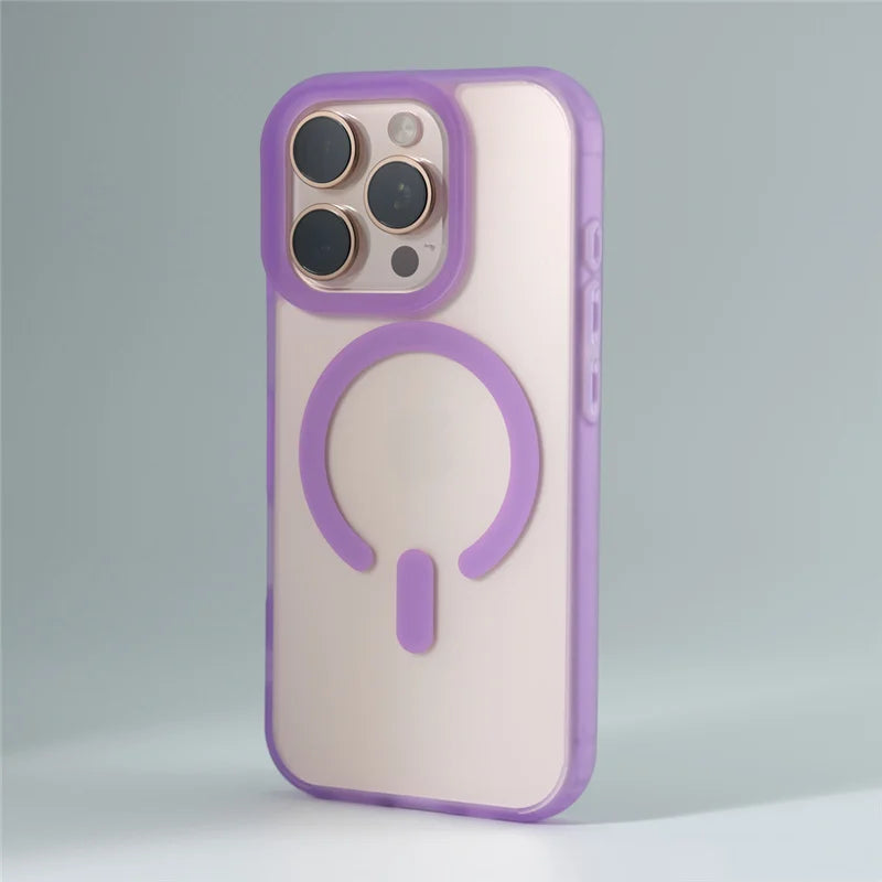 Translucent Matte Anti-fall Wireless Charge Magsafe Cases For iPhone