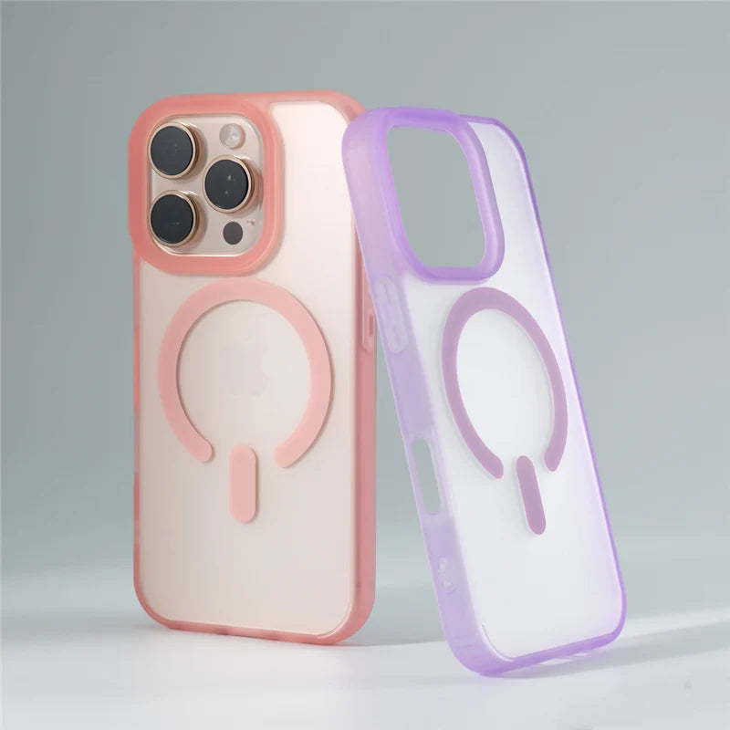 Translucent Matte Anti-fall Wireless Charge Magsafe Cases For iPhone
