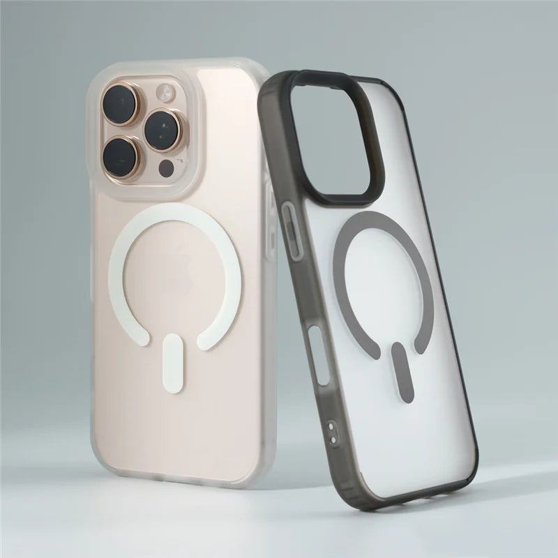 Translucent Matte Anti-fall Wireless Charge Magsafe Cases For iPhone