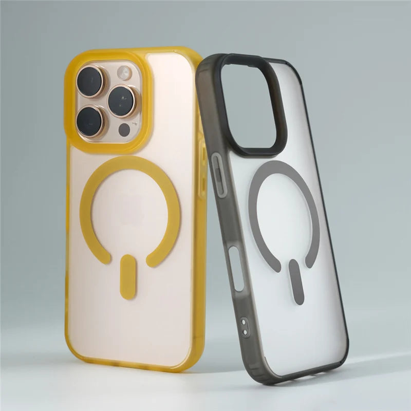 Translucent Matte Anti-fall Wireless Charge Magsafe Cases For iPhone