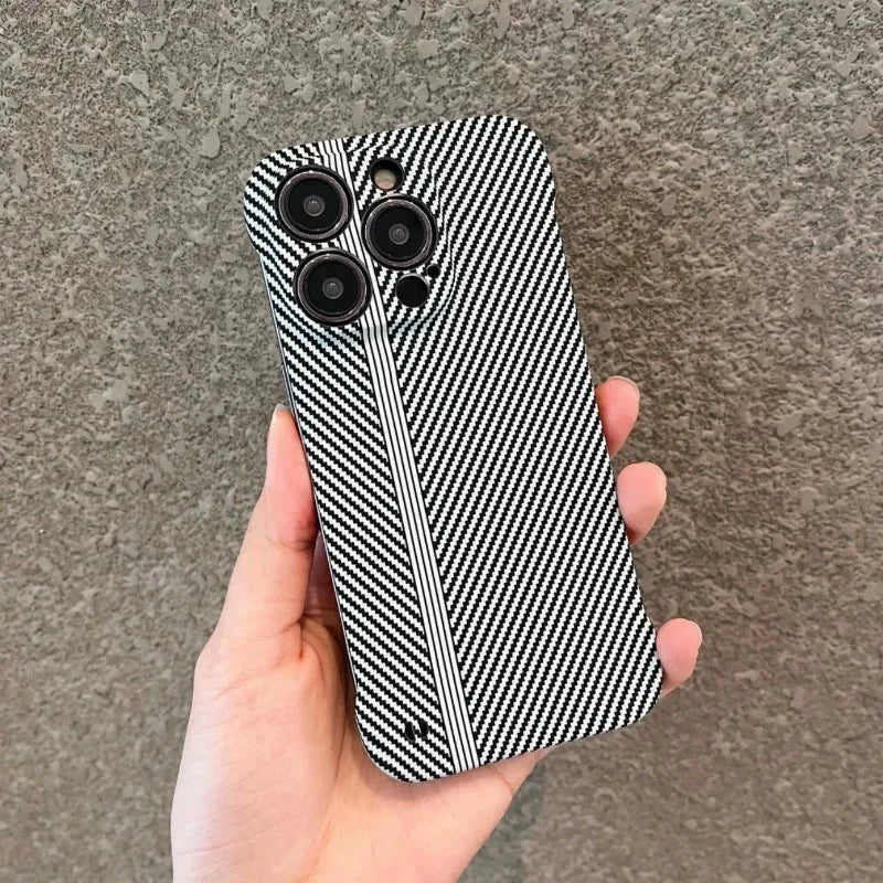 Ultra-Thin Carbon Fiber Texture Borderless Case For iPhone