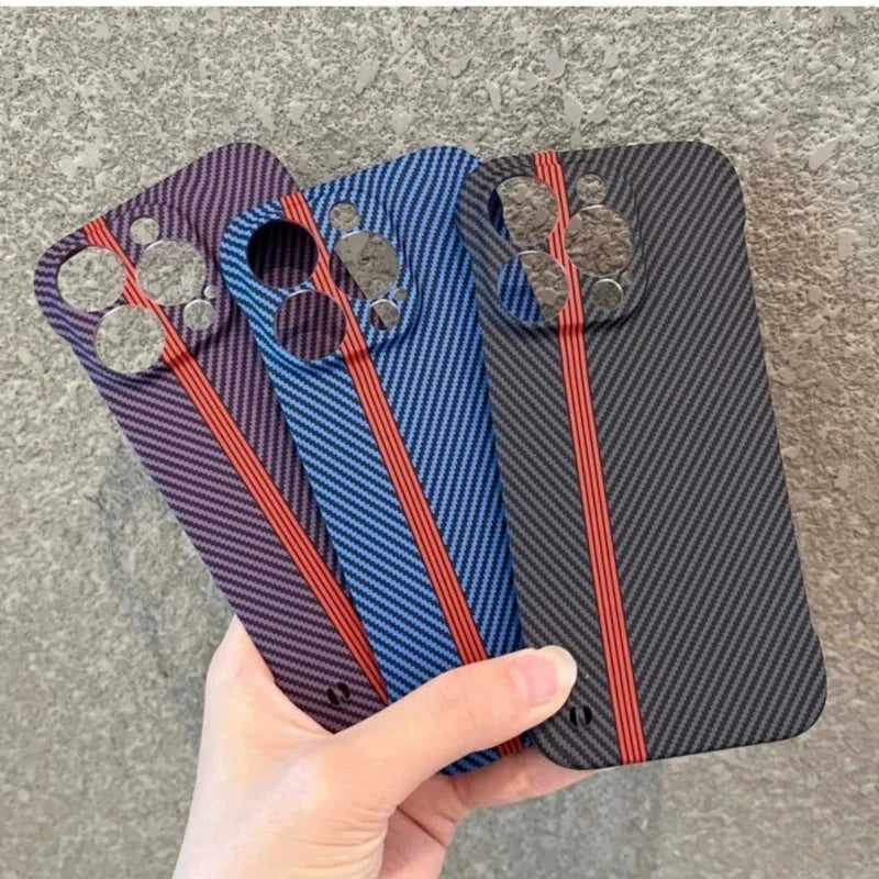 Ultra-Thin Carbon Fiber Texture Borderless Case For iPhone