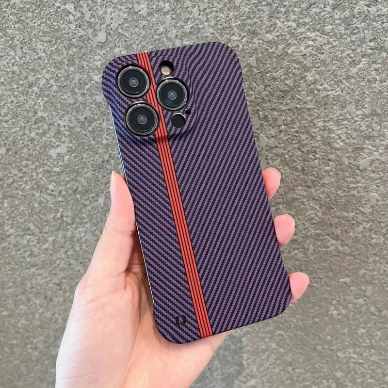Ultra-Thin Carbon Fiber Texture Borderless Case For iPhone