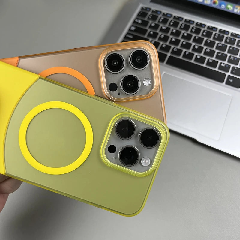 Ultrathin Frosted Hit Color 2 in 1 MagSafe Phone Case for iPhone