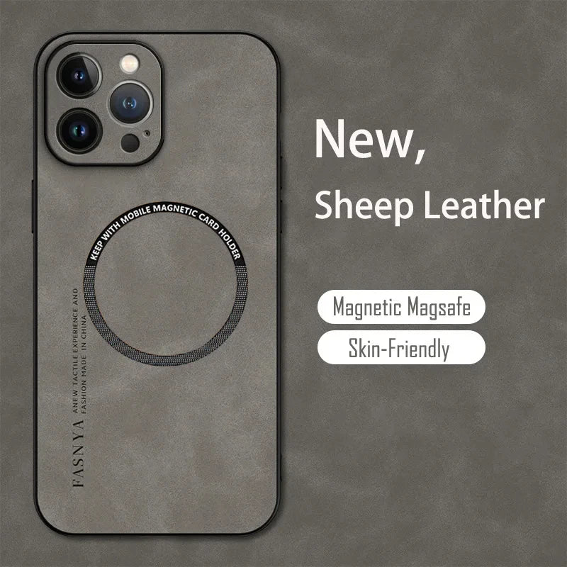 Vintage Magnetic Leather Soft Phone Case For Magsafe iPhone