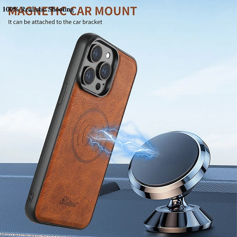 Wallet Card Car Holder Leather Magnetic Case For iPhone