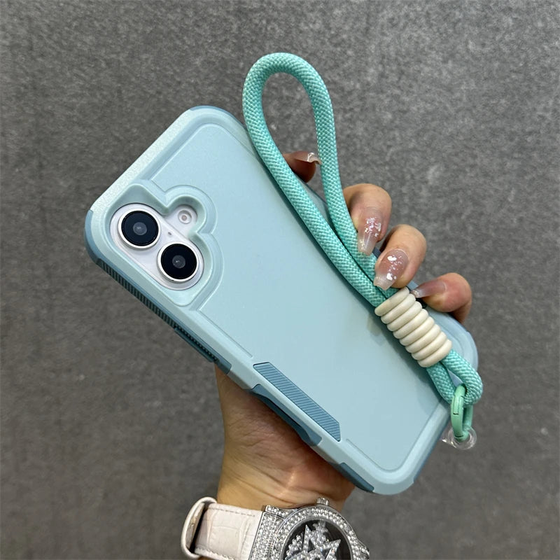 Wrist Strap Cord Rugged Shockproof Heavy Duty Armor Soft Bumper Cover Case For iPhone