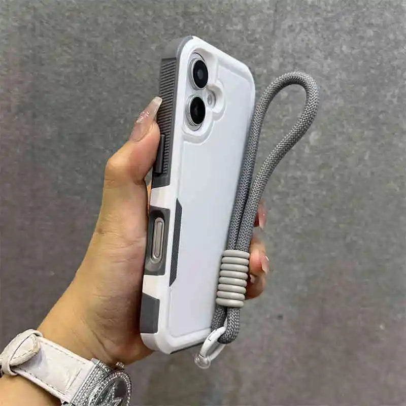 Wrist Strap Cord Rugged Shockproof Heavy Duty Armor Soft Bumper Cover Case For iPhone