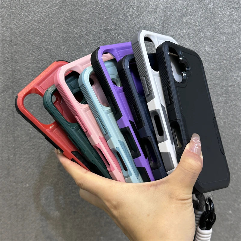 Wrist Strap Cord Rugged Shockproof Heavy Duty Armor Soft Bumper Cover Case For iPhone