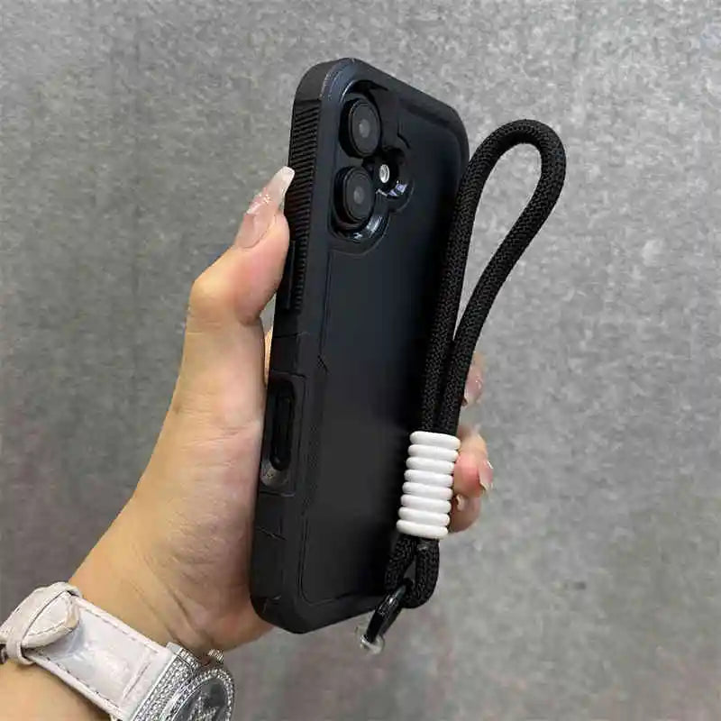 Wrist Strap Cord Rugged Shockproof Heavy Duty Armor Soft Bumper Cover Case For iPhone