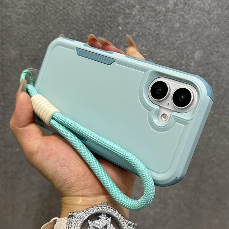 Wrist Strap Cord Rugged Shockproof Heavy Duty Armor Soft Bumper Cover Case For iPhone