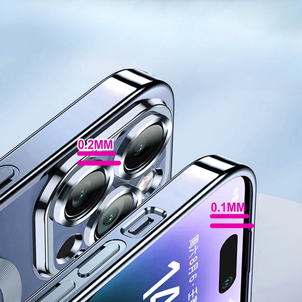 Magnetic plated transparent phone case for Samsung