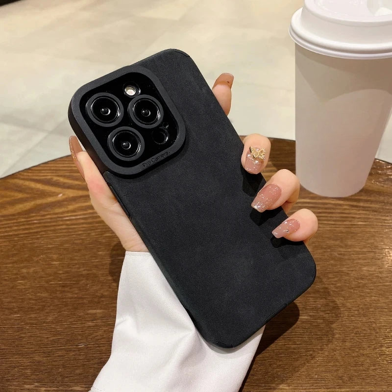 Matte leather silicone phone case suitable for iPhone