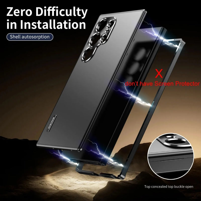magnetic aluminum alloy frame sturdy and shockproof plastic back cover protective case for Samsung