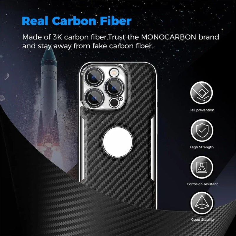 Carbon fiber missing label phone case for iPhone