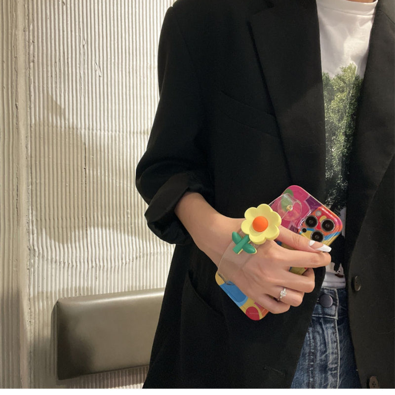 The New Little Yellow Flower Wristband With Lanyard Phone Case For iPhone