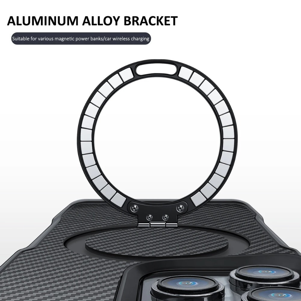 Luxury Carbon Fiber Magnetic Bracket Phone Case For iPhone