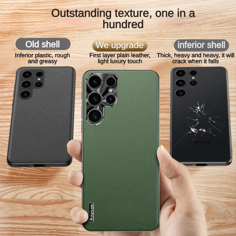 Frosted Plain Leather Case For Samsung