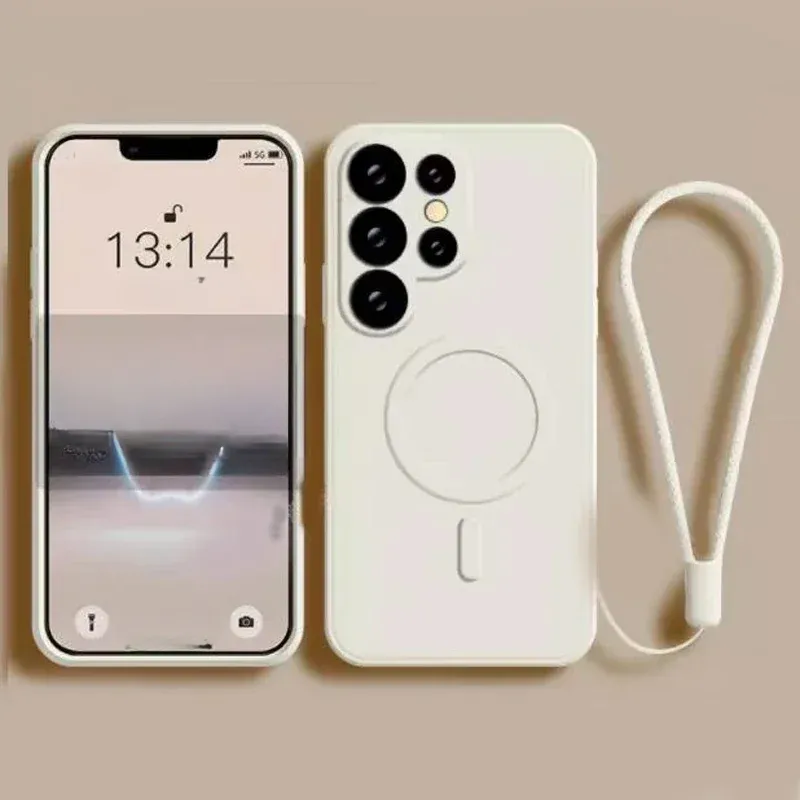 Liquid silicone magnetic phone case with magnetic wireless charging cover suitable for Samsung