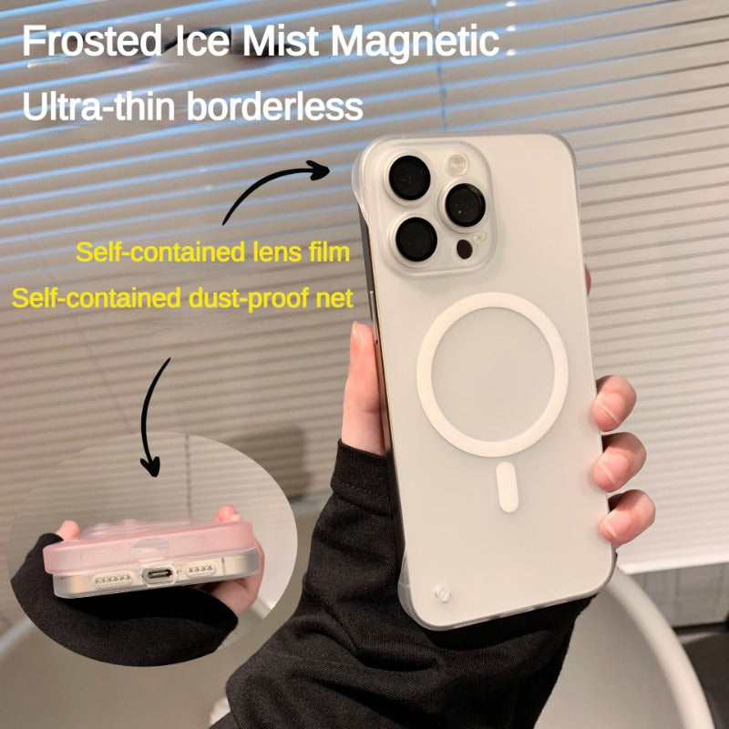 Ice mist frosted semi transparent frameless phone case for iPhone
