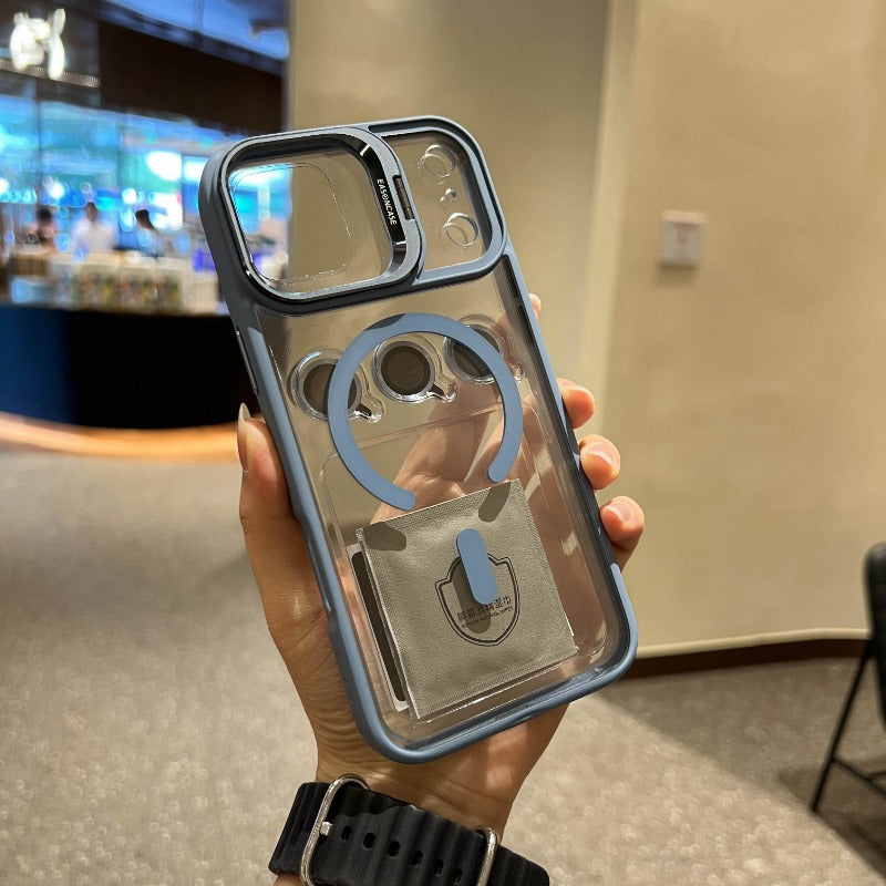 New Magnetic Transparent Invisible lens Holder Phone Case for iPhone