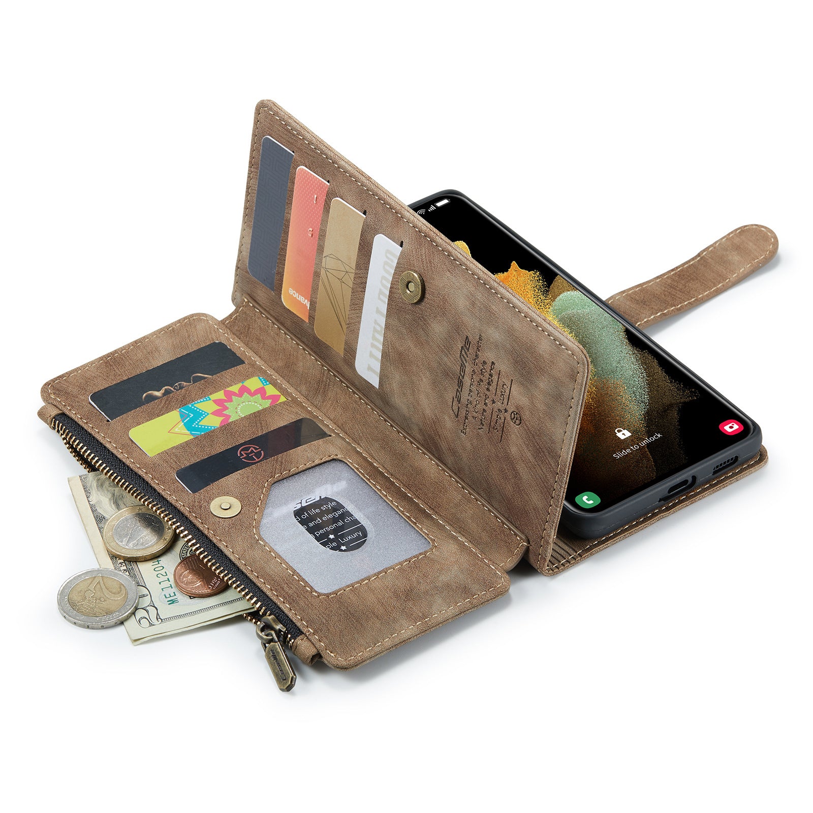 3-in-1 flip leather phone case for Samsung