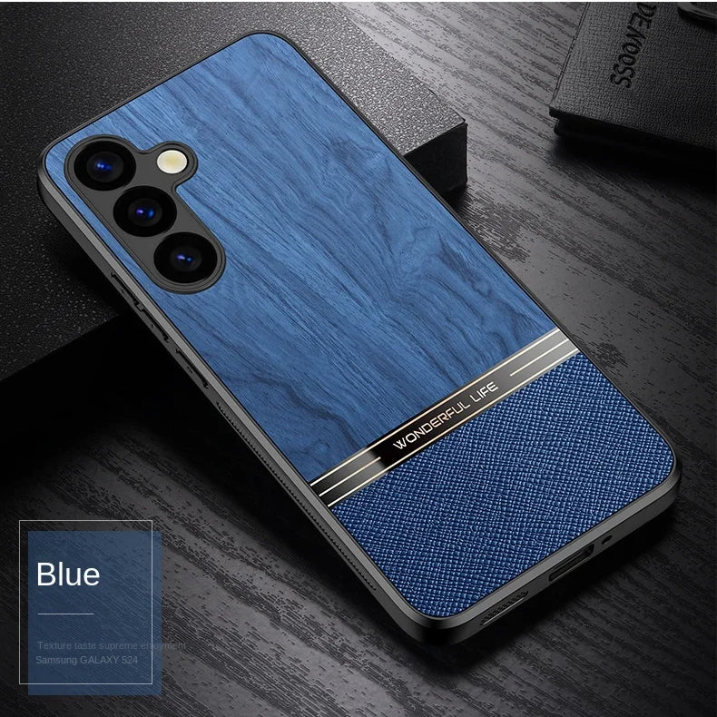 Imitation Wood Grain Leather Shockproof Case for Samsung