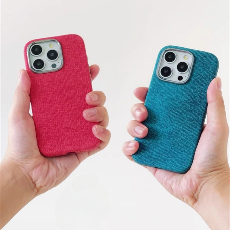 Magnetic Denim Fabric Case For iPhone