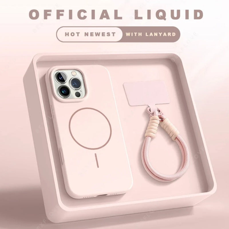 Silicone Lanyard Strap Magnetic Phone Case For iPhone