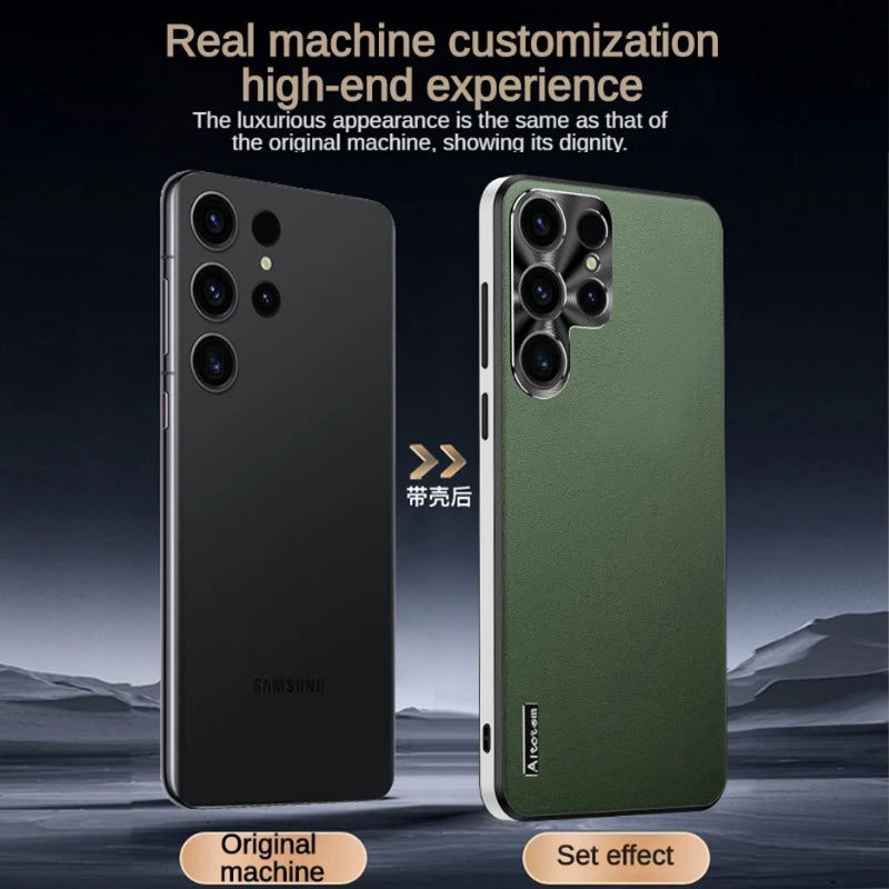 Frosted Plain Leather Case For Samsung