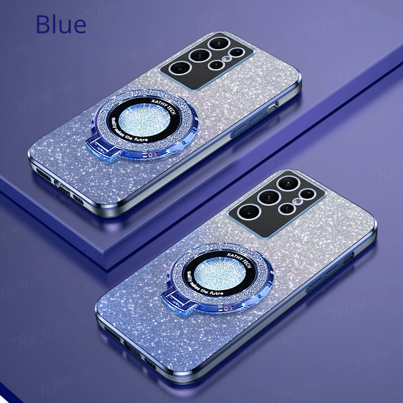 Glitter Plating Stand Holder Magnetic Case For Samsung