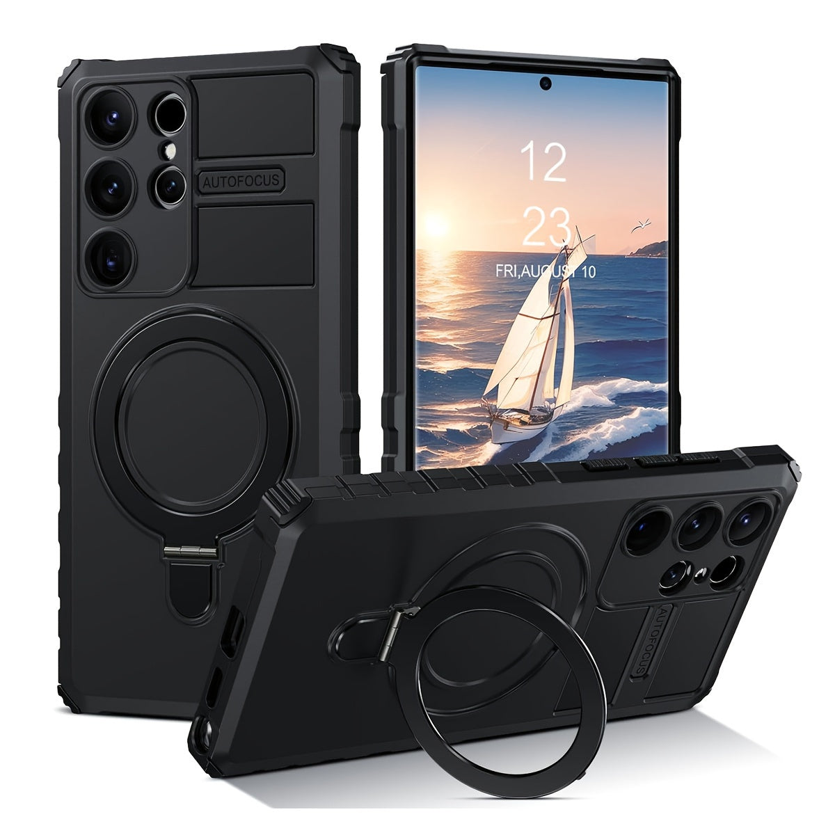 Luxury Touch Magnetic Bracket Phone Case Anti Drop and Anti Stain Tape Deformable Magnetic Ring Protective Cover Suitable for Samsung