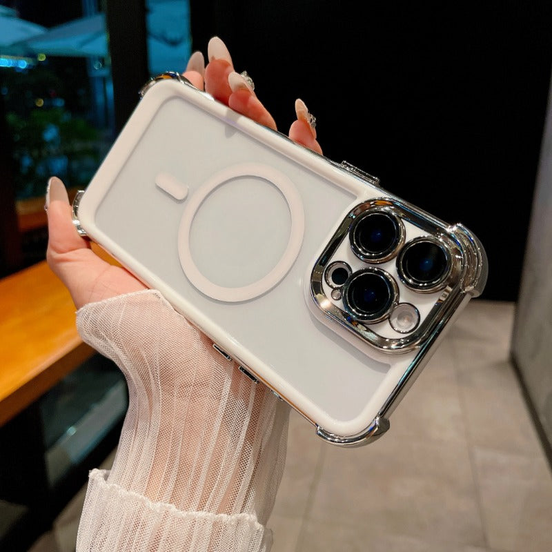 Luxury electroplated transparent shockproof phone case for iPhone