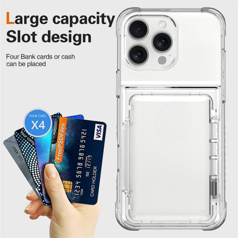 Transparent flip card insert phone case for iPhone