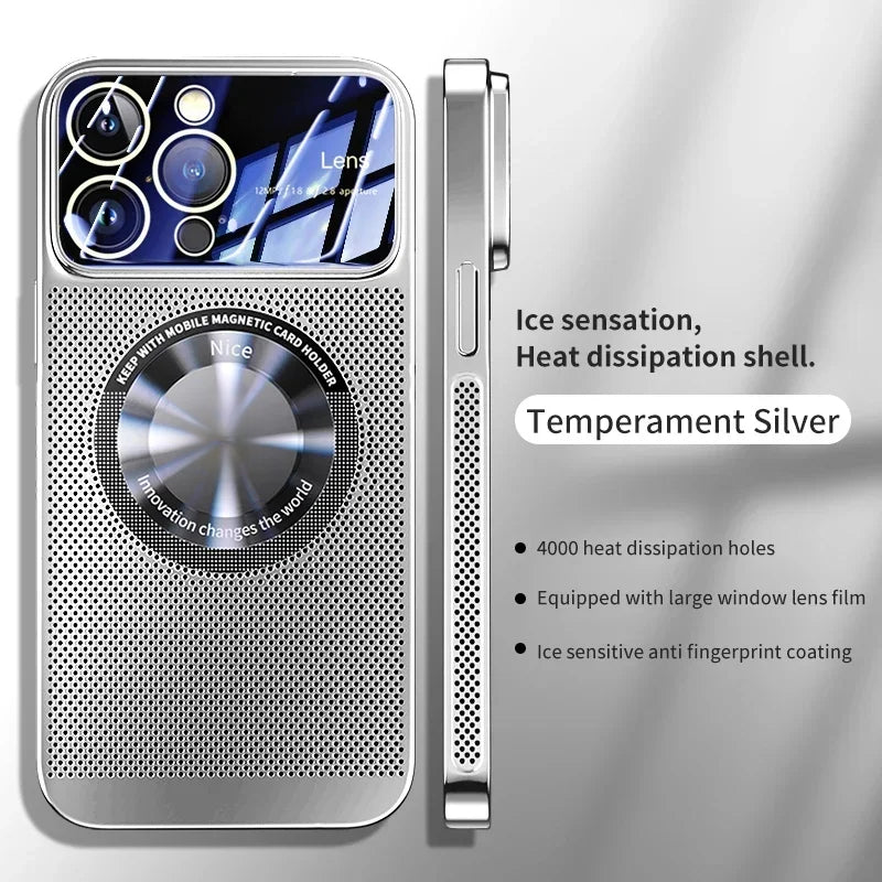 Electroplated cooling magnetic phone case suitable for iPhone