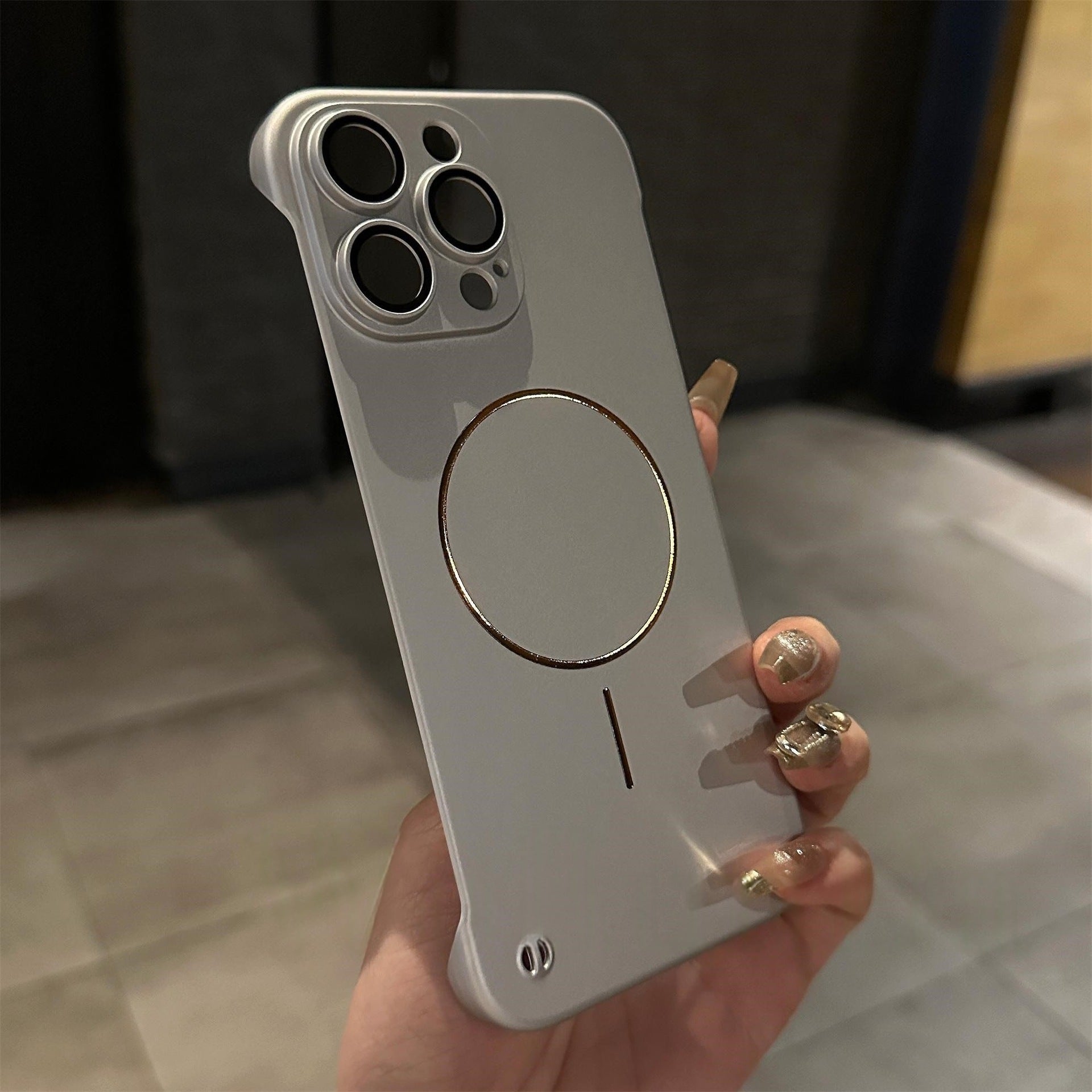 Ultra thin metal precision hole camera protective phone case for iPhone
