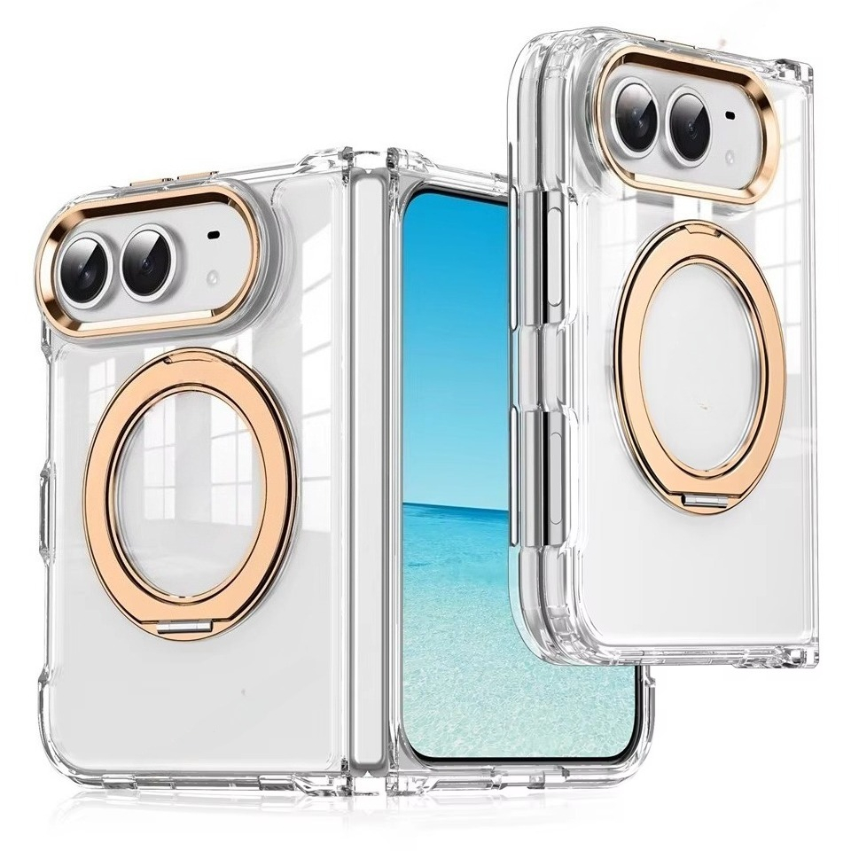 Magnetic 360 Metal Stand Phone Case For iPhone  DUO Clear Hinge Protection Shockproof Protector Cover