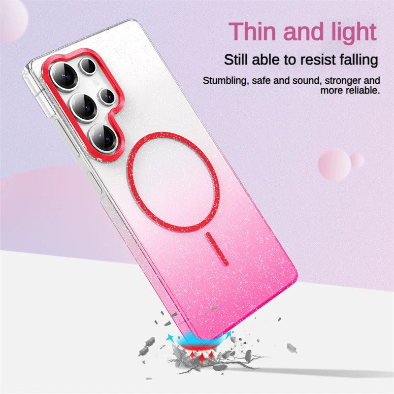 Transparent gradient glitter phone case for Samsung