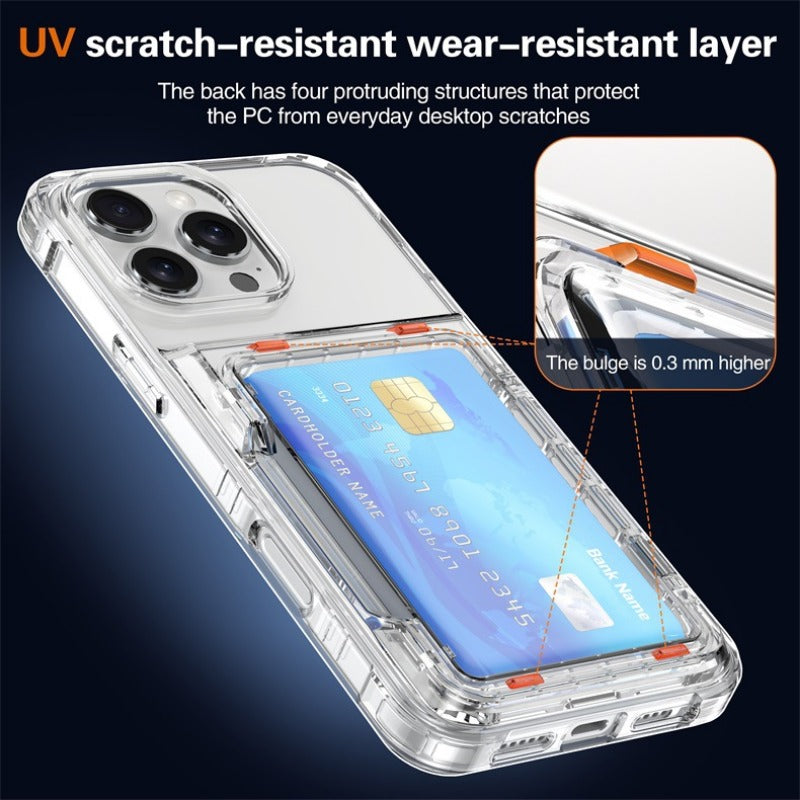 Transparent flip card insert phone case for iPhone