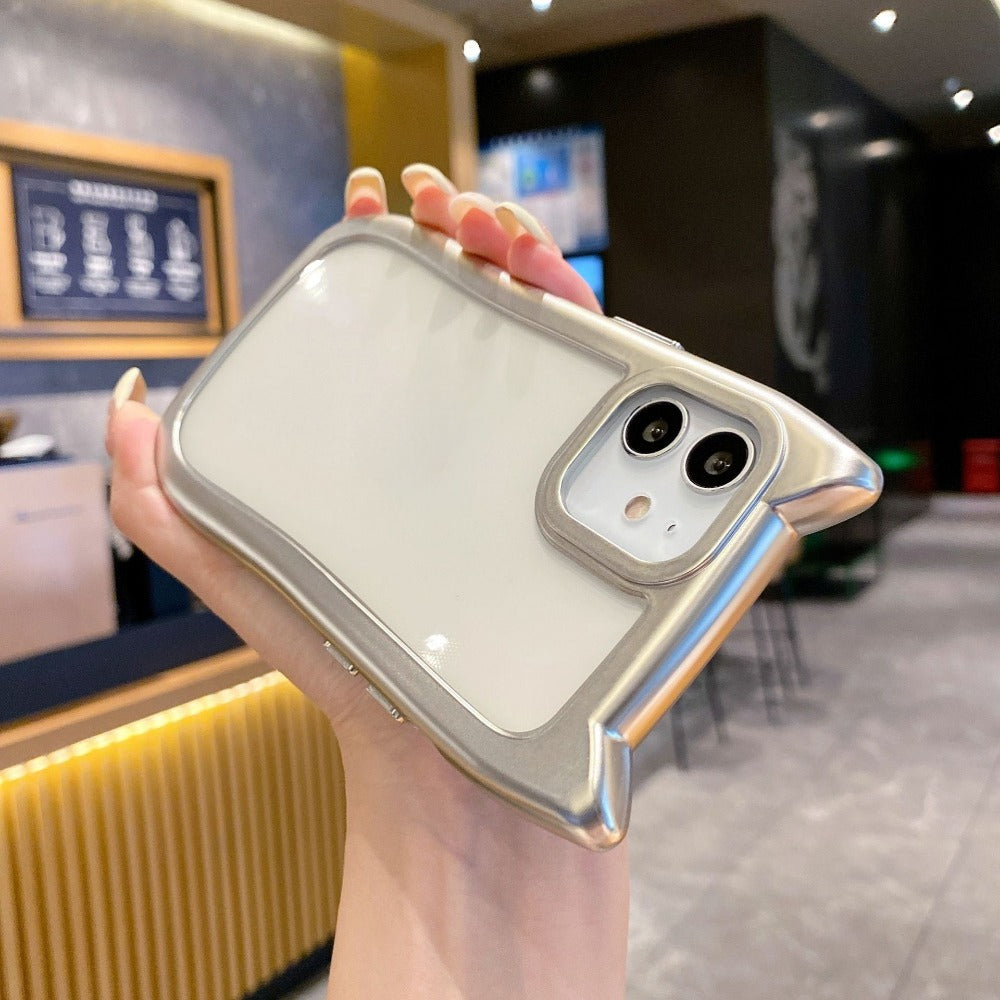 Electroplated silver Cat's ears phone case for iphone