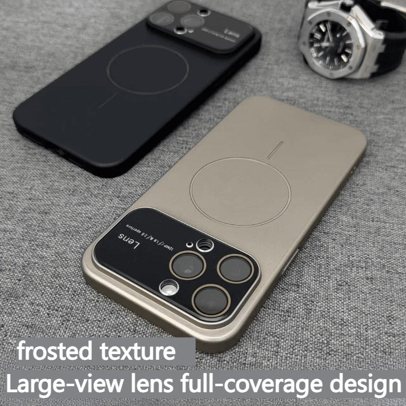 New Magnetic Metallic Texture Large Viewing Window Full Coverage Phone Case for iPhone