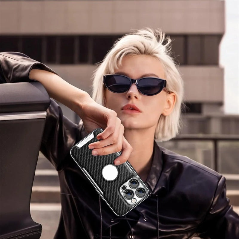 Carbon fiber missing label phone case for iPhone