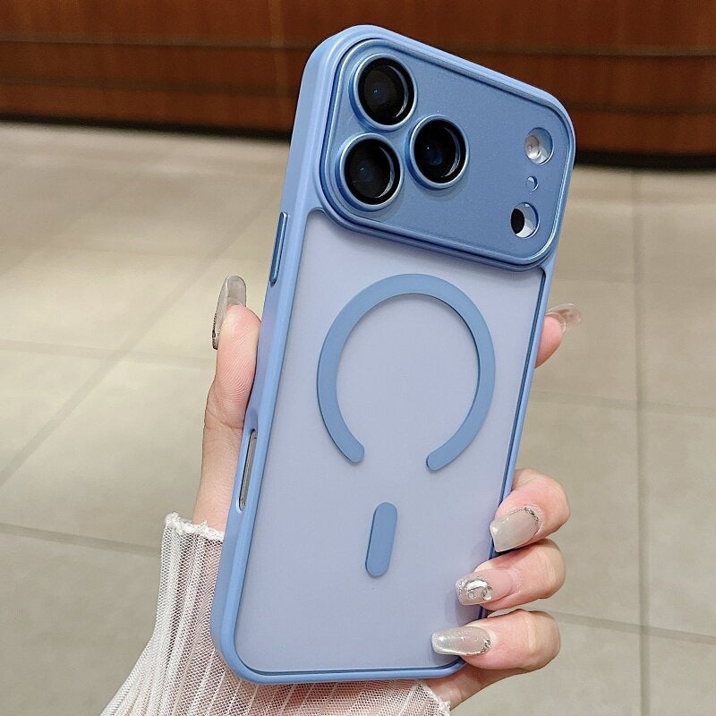 Built-in Lens Protector Anti-fingerprint Matte Magnetic Phone Case for iPhone