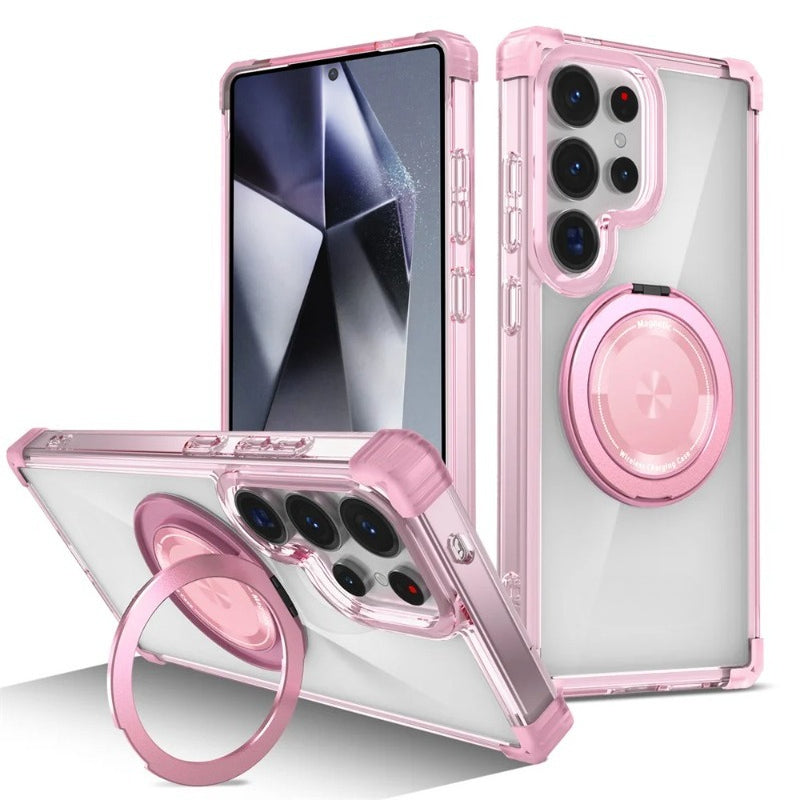 Rotating Magnetic Folding Stand Transparent Case for Samsung
