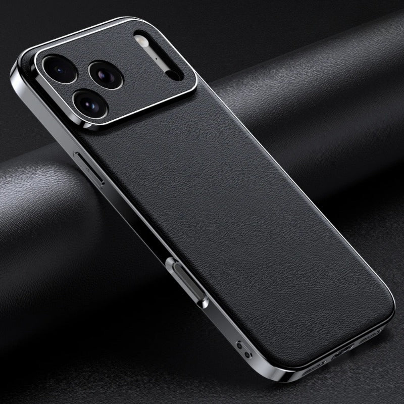 Luxury Leather Phone Case with Full Lens Protection for iPhone