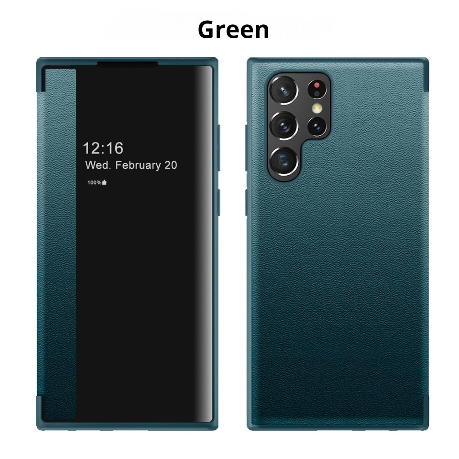 Plain leather side window flip phone case for Samsung