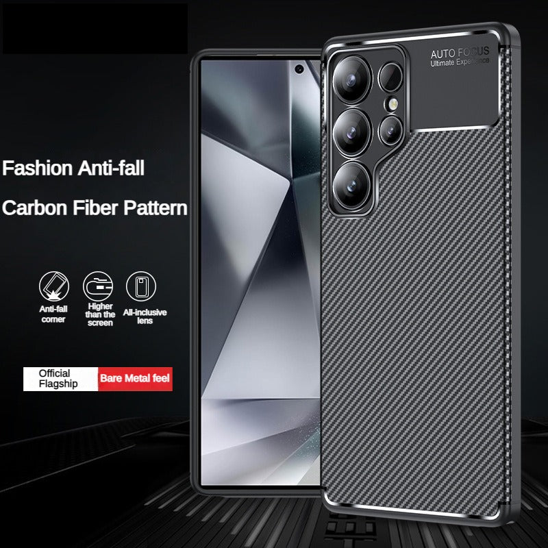 Carbon fiber patterned TPU all inclusive anti fall phone case for Samsung